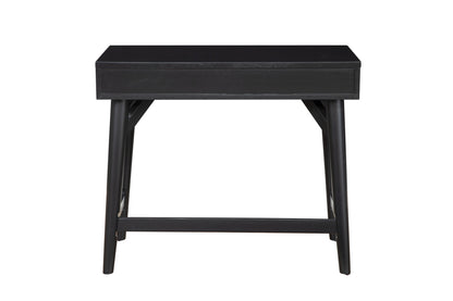 36" Black Solid Wood Writing Desk With Two Drawers