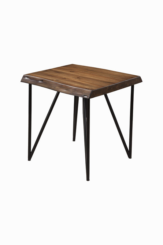 24" Black And Wood Brown Solid Wood End Table