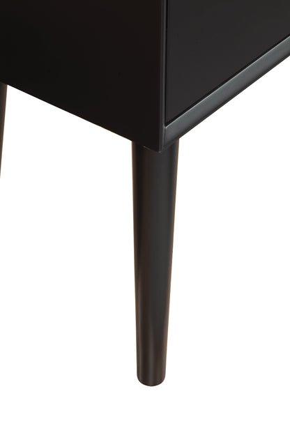 Table d'appoint en bois noir de 18 po avec tiroir de style Mid Century