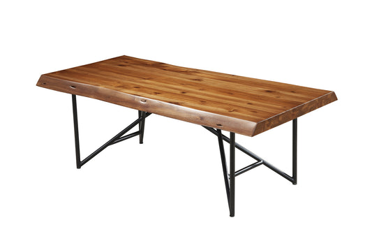 Table basse en bois massif et métal marron et noir de 50 po