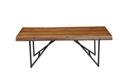 Table basse en bois massif et métal marron et noir de 50 po