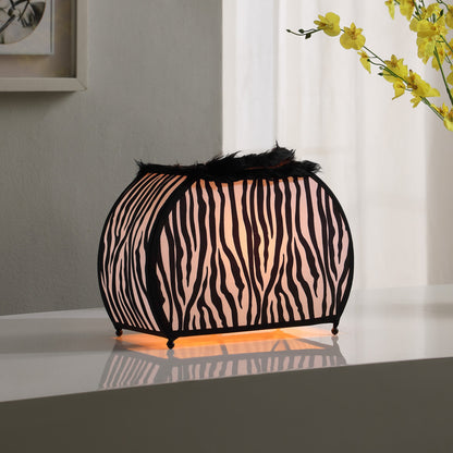 Lampe de table fantaisie à motif zèbre funky noir et blanc de 12 po