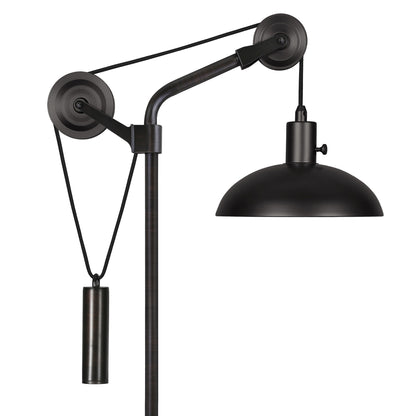 Lampe de table réglable en métal noir de 33 po avec abat-jour en forme de dôme noir