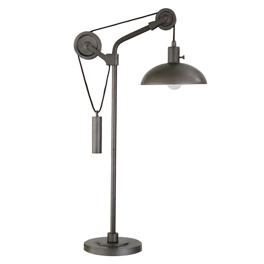 Lampe de bureau réglable en métal gris de 33 po avec abat-jour en forme de dôme gris