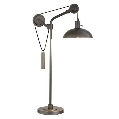 Lampe de bureau réglable en métal gris de 33 po avec abat-jour en forme de dôme gris