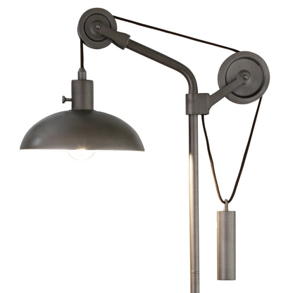 Lampe de bureau réglable en métal gris de 33 po avec abat-jour en forme de dôme gris