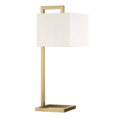 26" Gold Metal Arched Table Lamp With White Square Shade