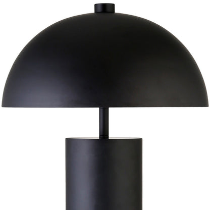 27" Black Metal Table Lamp With Black Dome Shade