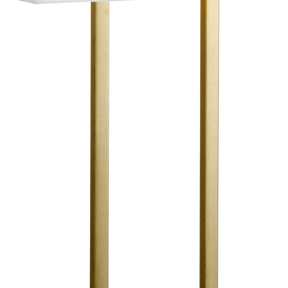 28" Brass Metal Table Lamp With White Shade