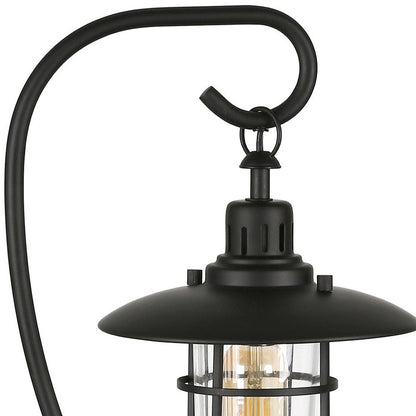 22" Black Metal Arched Table Lamp With Black Cage Shade