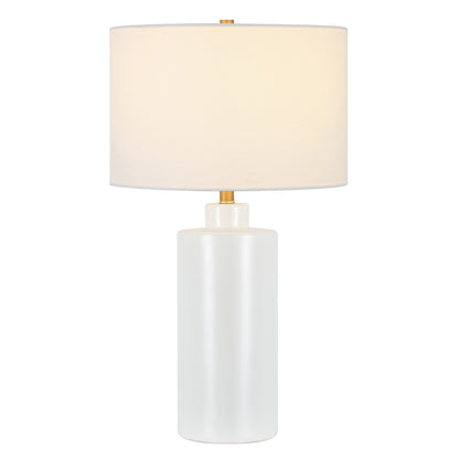 Lampe de table en céramique blanche de 25 po avec abat-jour tambour blanc