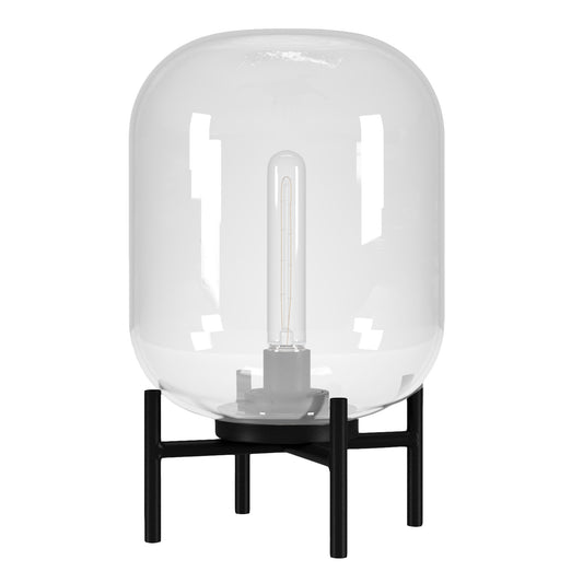 Lampe de table en métal noir de 15 po avec abat-jour cylindrique transparent