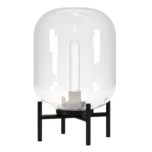 Lampe de table en métal noir de 15 po avec abat-jour cylindrique transparent