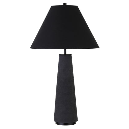 Lampe de table en céramique noire de 28 po avec abat-jour conique noir