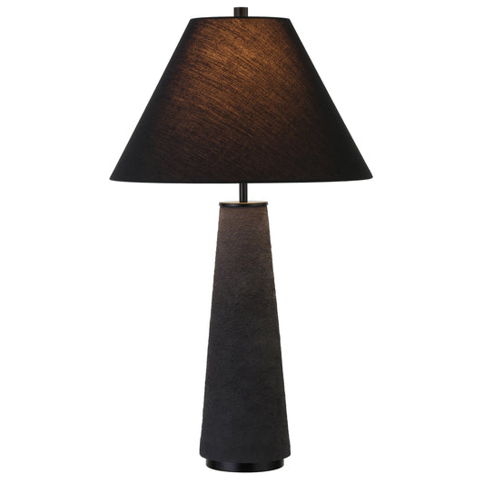 Lampe de table en céramique noire de 28 po avec abat-jour conique noir