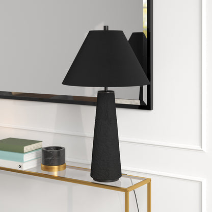 Lampe de table en céramique noire de 28 po avec abat-jour conique noir