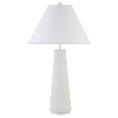 Lampe de table en céramique blanche de 28 po avec abat-jour conique blanc