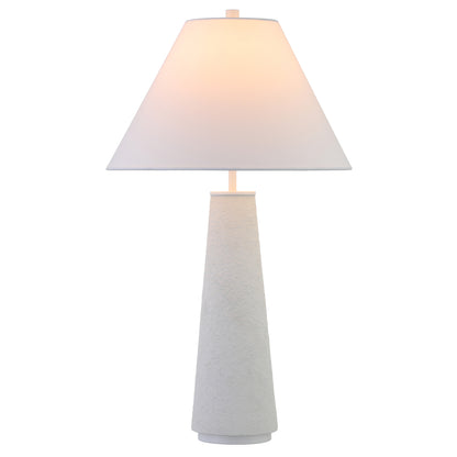 Lampe de table en céramique blanche de 28 po avec abat-jour conique blanc