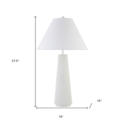 Lampe de table en céramique blanche de 28 po avec abat-jour conique blanc