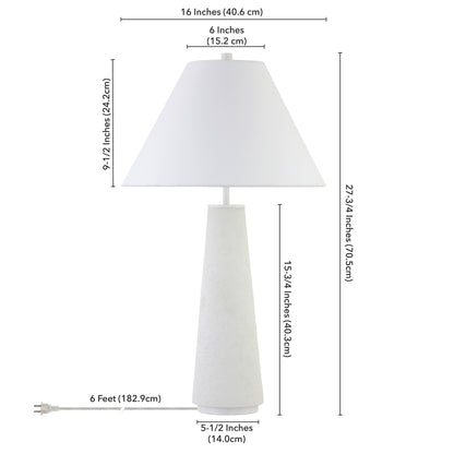 Lampe de table en céramique blanche de 28 po avec abat-jour conique blanc