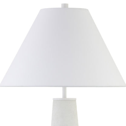 Lampe de table en céramique blanche de 28 po avec abat-jour conique blanc