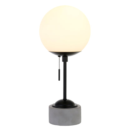 Lampe de table en béton gris et noir de 18 po avec abat-jour en forme de globe blanc