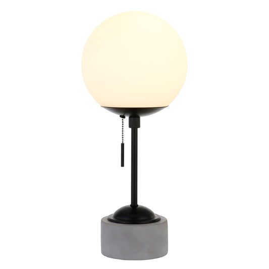 Lampe de table en béton gris et noir de 18 po avec abat-jour en forme de globe blanc