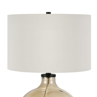 24" Gold Glass Globe Table Lamp With White Drum Shade