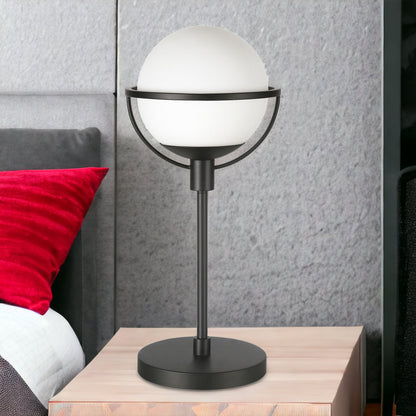 Lampe de table en métal noir de 21 po avec abat-jour transparent