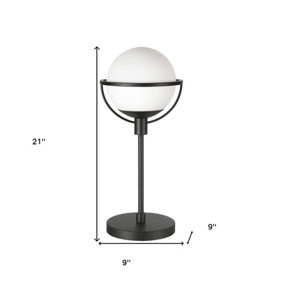 Lampe de table en métal noir de 21 po avec abat-jour transparent