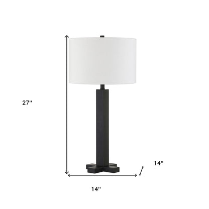 Lampe de table en métal noir de 27 po avec abat-jour tambour blanc