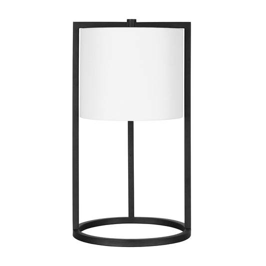 22" Black Metal Table Lamp With White Drum Shade