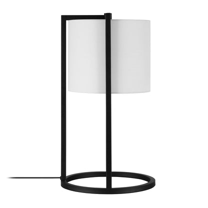 Lampe de table en métal noir de 22 po avec abat-jour tambour blanc