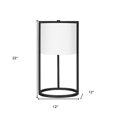 Lampe de table en métal noir de 22 po avec abat-jour tambour blanc