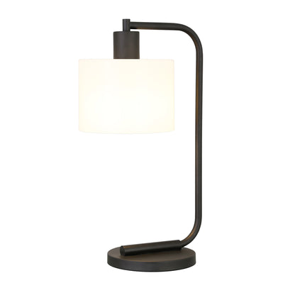 Lampe de table arquée en métal noir et blanc de 20 po avec abat-jour tambour blanc