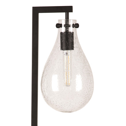 Lampe de bureau en métal noir de 25 po avec abat-jour fantaisie transparent