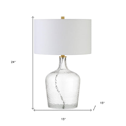 Lampe de table en verre transparent de 24 po avec abat-jour tambour blanc