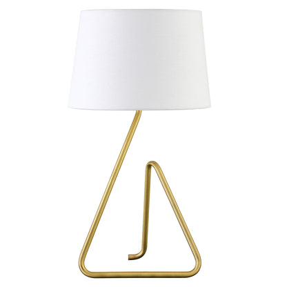 Lampe de table en métal et laiton de 22 po avec abat-jour en forme de cloche blanche