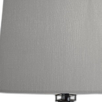 Lampe de bureau Paris en acrylique noir de 25 pouces avec abat-jour tambour gris