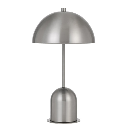 20" Nickel Metal Desk Table Lamp With Nickel Dome Shade