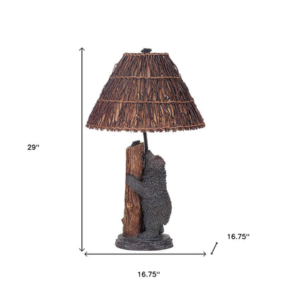 29" Gray Novelty Table Lamp With Brown Empire Shade