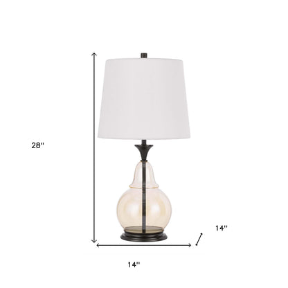 28" Clear Metal Table Lamp With White Empire Shade