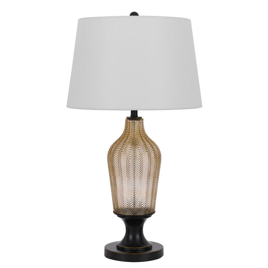 31" Bronze Glass Table Lamp With White Empire Shade