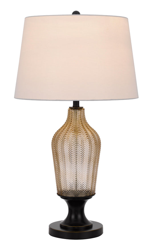 31" Bronze Glass Table Lamp With White Empire Shade