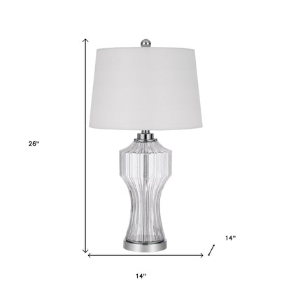 26" Clear Glass Table Lamp With White Empire Shade