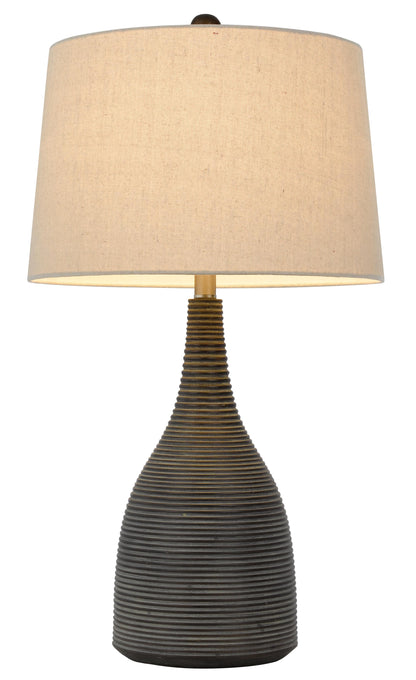 29" Black Ceramic Round Table Lamp With Beige Empire Shade