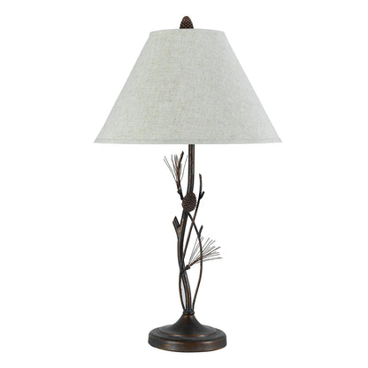 32" Rust Metal Table Lamp With Gray Empire Shade