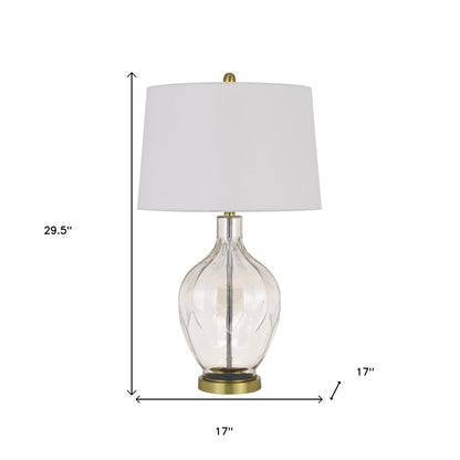 Lampe de table en métal transparent de 30 po avec abat-jour tambour blanc cassé