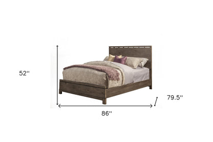 Lit king size en bois massif et manufacturé gris