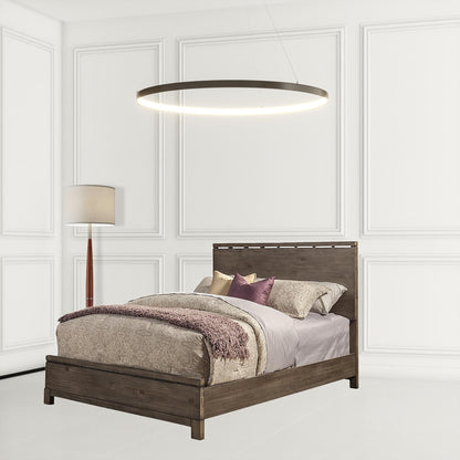 Lit king size en bois massif et manufacturé gris